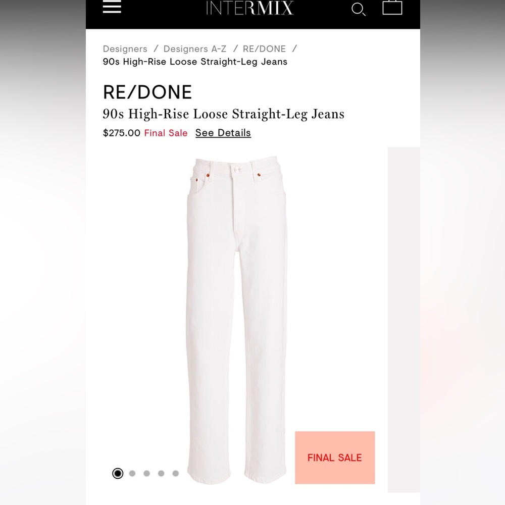 Re/Done white jeans NWT